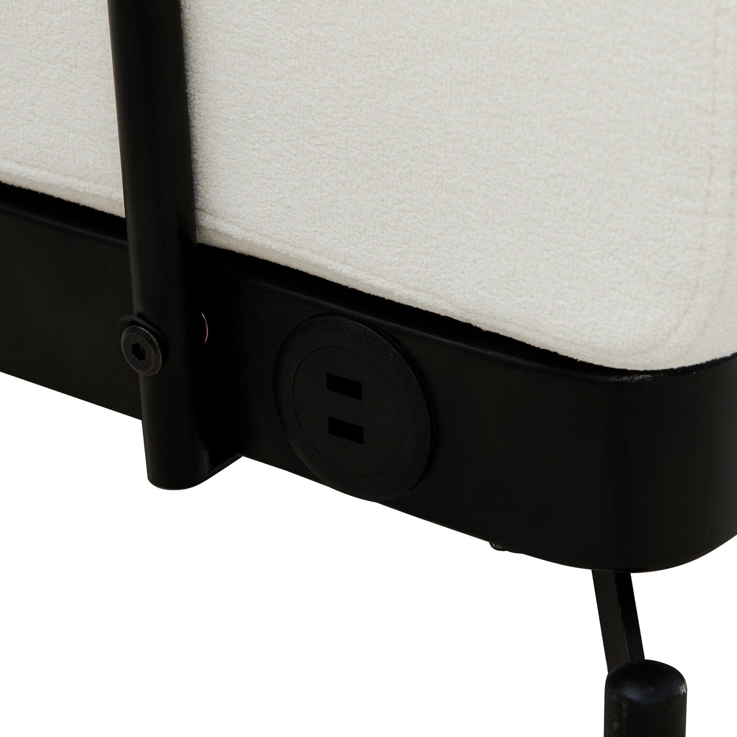 Canapé causeuse moderne en chenille de 59 po avec ports de chargement USB, accoudoirs cylindriques et capacité de charge de 440 lb