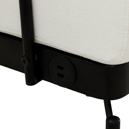Canapé causeuse moderne en chenille de 59 po avec ports de chargement USB, accoudoirs cylindriques et capacité de charge de 440 lb