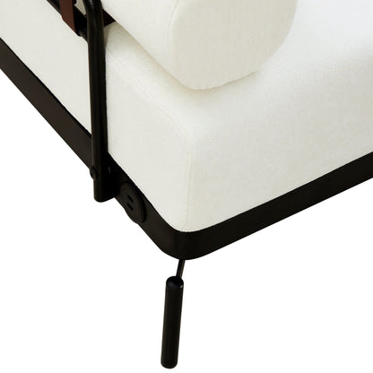 Canapé causeuse moderne en chenille de 59 po avec ports de chargement USB, accoudoirs cylindriques et capacité de charge de 440 lb