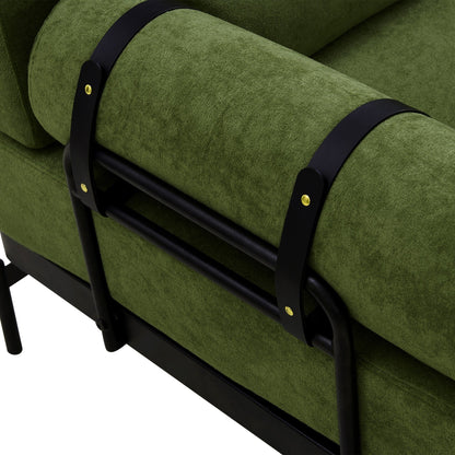 Canapé causeuse moderne en chenille de 59 po avec ports de chargement USB, accoudoirs cylindriques et capacité de charge de 440 lb