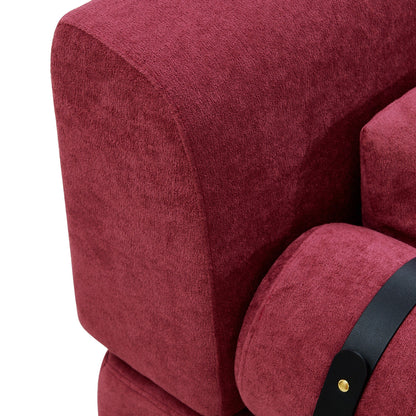 Canapé causeuse moderne en chenille de 59 po avec ports de chargement USB, accoudoirs cylindriques et capacité de charge de 440 lb