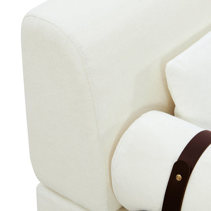 Canapé causeuse moderne en chenille de 59 po avec ports de chargement USB, accoudoirs cylindriques et capacité de charge de 440 lb