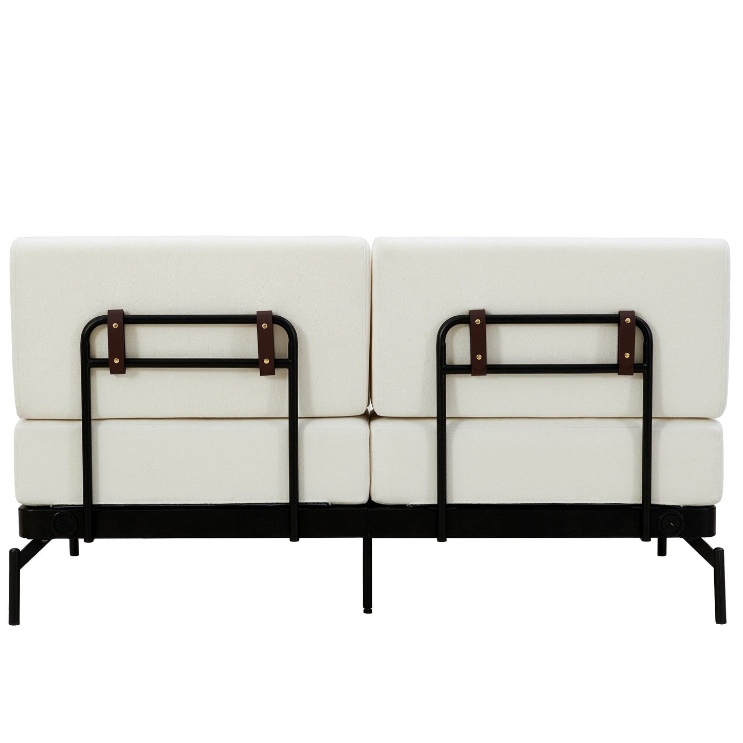 Canapé causeuse moderne en chenille de 59 po avec ports de chargement USB, accoudoirs cylindriques et capacité de charge de 440 lb