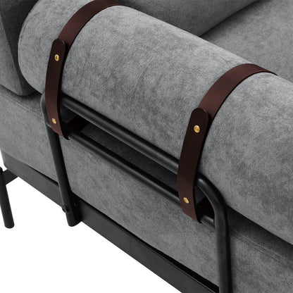 Canapé 2 places moderne de 59 pouces avec ports USB flexibles et accoudoirs cylindriques