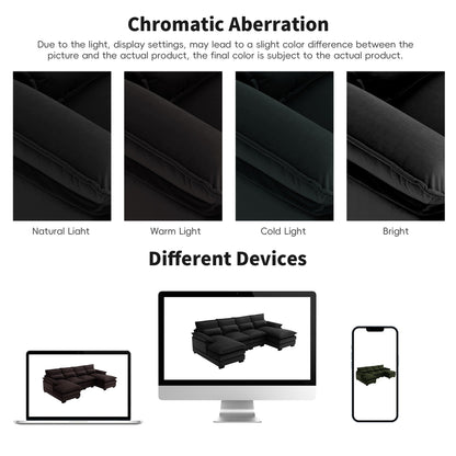 [VIDÉO fournie][Nouveau]Canapé sectionnel moderne en forme de U 109,8 x 55,9 avec coussins de taille, canapé symétrique rembourré 6 places