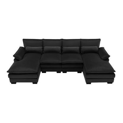 [VIDÉO fournie][Nouveau]Canapé sectionnel moderne en forme de U 109,8 x 55,9 avec coussins de taille, canapé symétrique rembourré 6 places