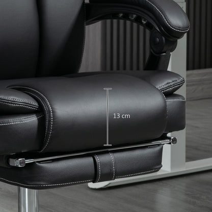 Fauteuil de bureau inclinable avec massage par vibrations à 6 points, revêtement en cuir synthétique, avec chauffage lombaire et repose-pieds