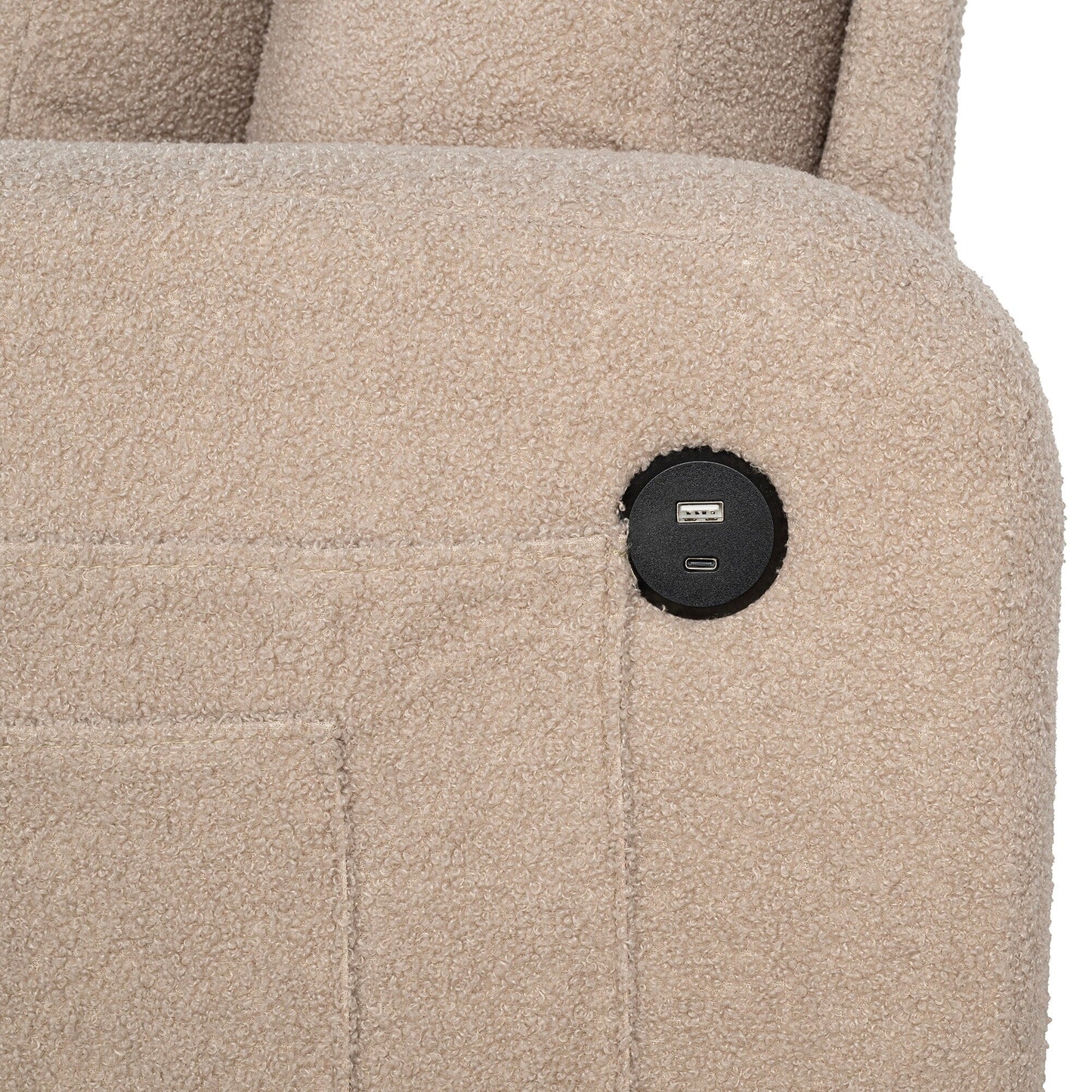 Petit canapé causeuse beige de 61 pouces avec 2 coussins et porte-gobelet