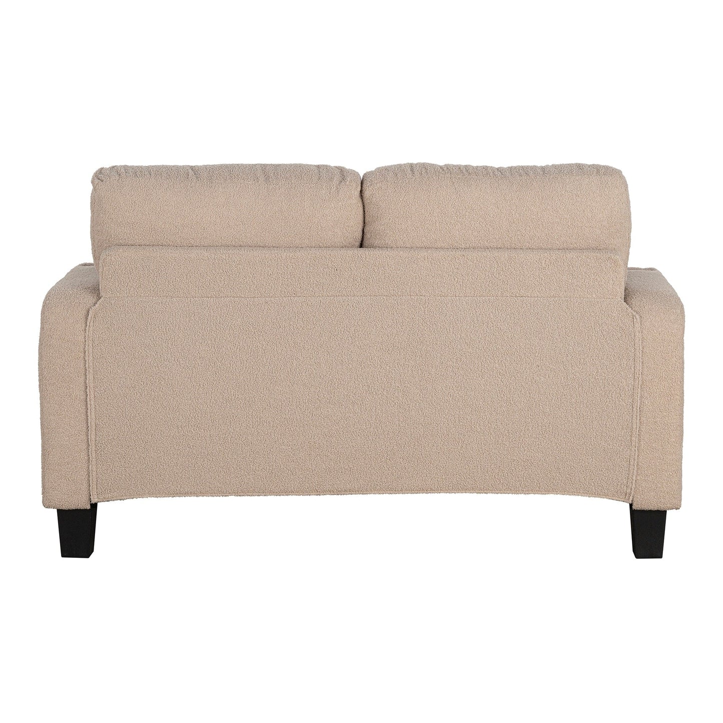 Petit canapé causeuse beige de 61 pouces avec 2 coussins et porte-gobelet