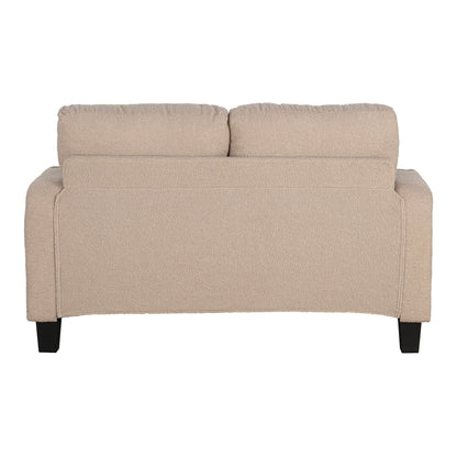 Petit canapé causeuse beige de 61 pouces avec 2 coussins et porte-gobelet