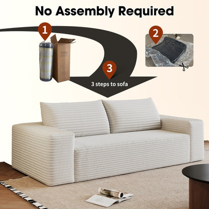 Canapé Setaser 63 2 places, tissu velours côtelé, assise profonde, causeuse confortable, sans assemblage, 1 pièce