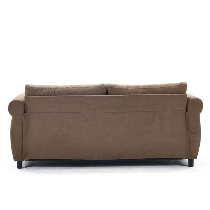 Canapé-lit 3 places en polyester 63 avec matelas gigogne et accoudoirs à rivets rétro