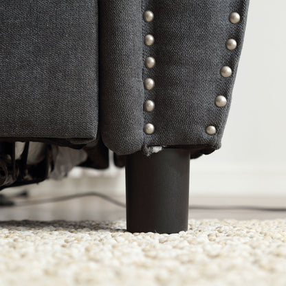 Canapé-lit 3 places en polyester 63 avec matelas gigogne et accoudoirs à rivets rétro