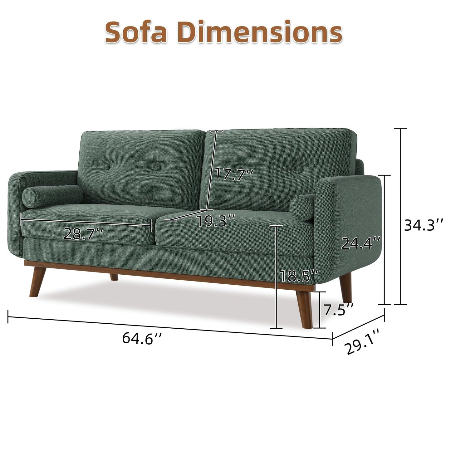 Canapé 64 places, canapé moderne du milieu du siècle, canapés confortables pour le salon