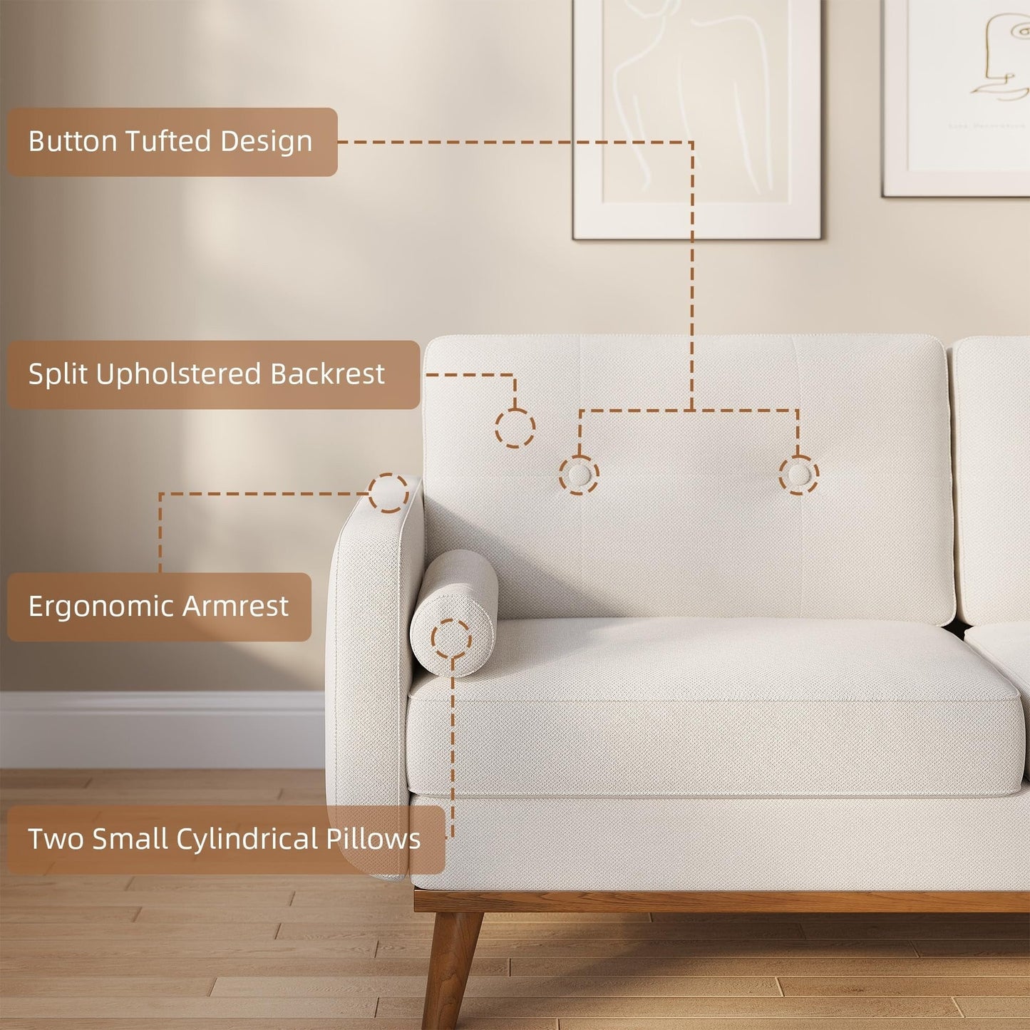 Canapé 64 places, canapé moderne du milieu du siècle, canapés confortables pour le salon