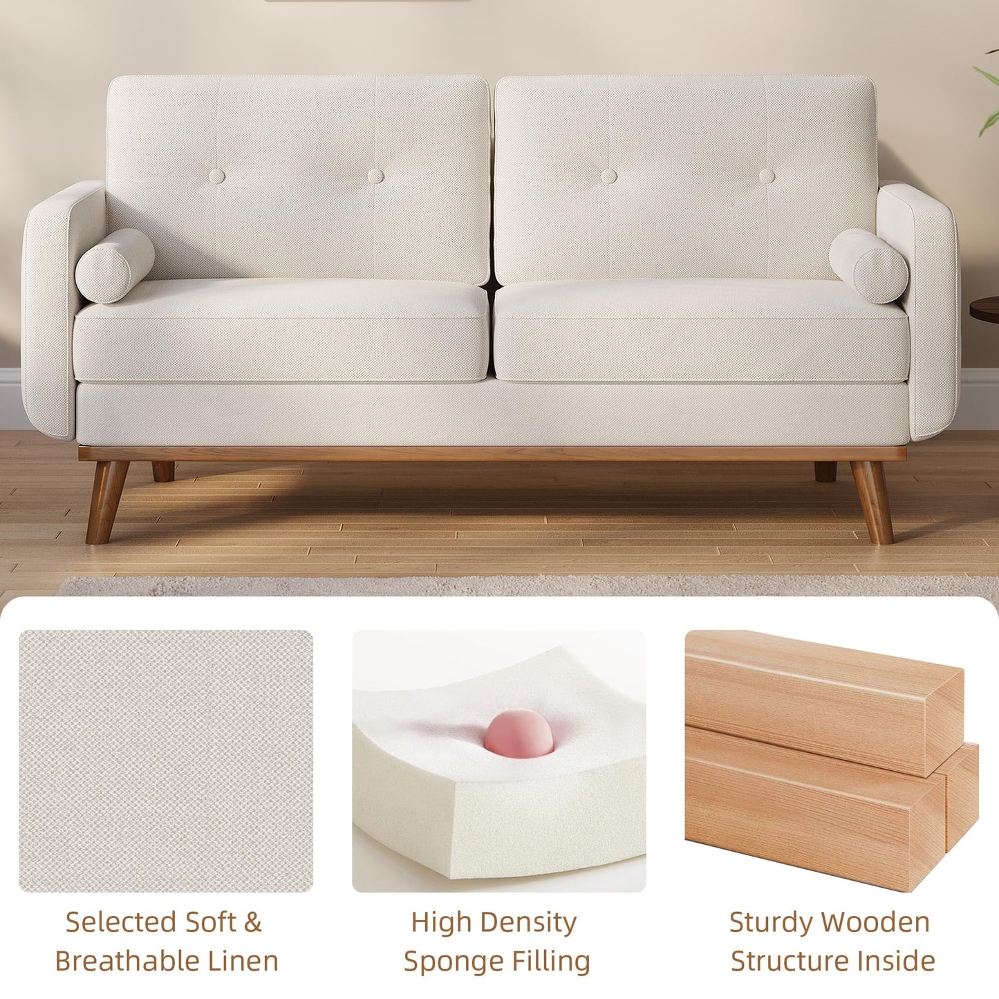 Canapé 64 places, canapé moderne du milieu du siècle, canapés confortables pour le salon