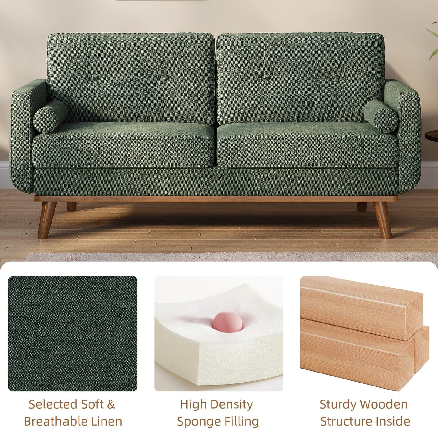 Canapé 64 places, canapé moderne du milieu du siècle, canapés confortables pour le salon