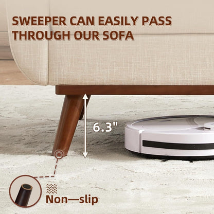 Canapé d'angle capitonné style Mid-Century 65,2 po pour salon et chambre, montage facile (beige)