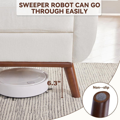 Canapé d'angle capitonné style Mid-Century 65,2 po pour salon et chambre, montage facile (beige)