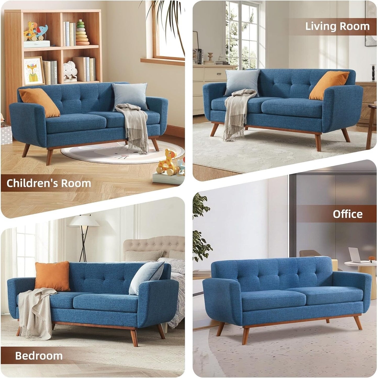 Canapé d'angle capitonné style Mid-Century 65,2 po pour salon et chambre, montage facile (beige)