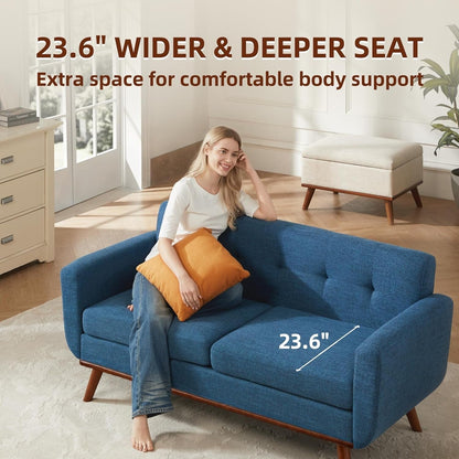 Canapé d'angle capitonné style Mid-Century 65,2 po pour salon et chambre, montage facile (beige)