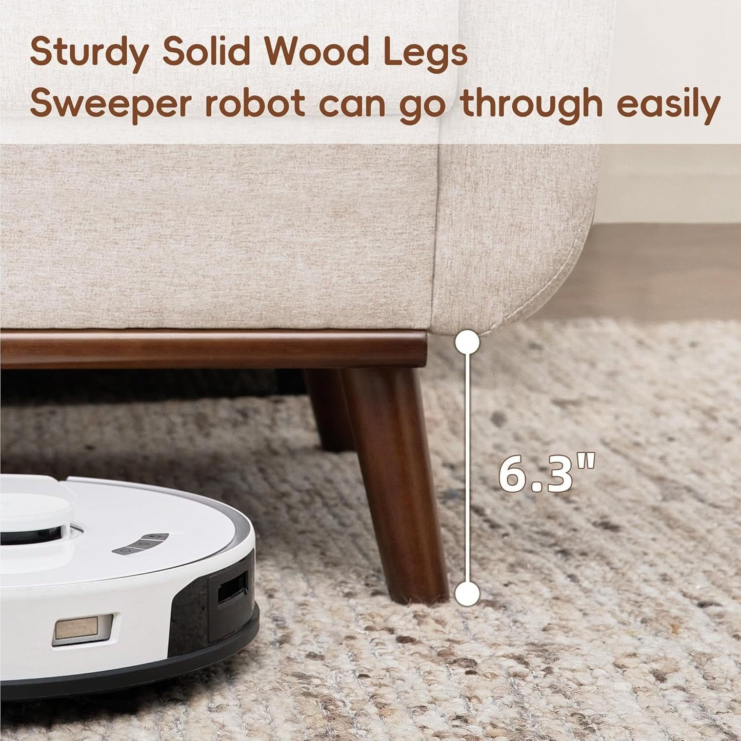 Canapé d'angle capitonné style Mid-Century 65,2 po pour salon et chambre, montage facile (beige)