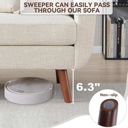 Canapé causeuse 65 pouces style milieu du siècle - Petit canapé capitonné et rembourré pour salon et chambre, montage facile, beige