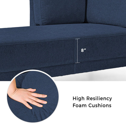 Chaise longue d'angle moderne en lin avec coussins amovibles, canapé-lit, canapé de loisirs, chaise longue rembourrée