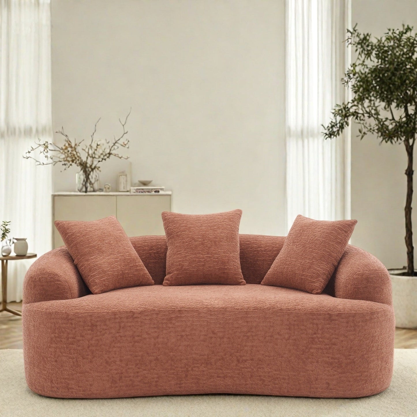 Canapé 2 places en chenille 65 avec assemblage facile, coussin mi-ferme et capacité de charge de 136 kg