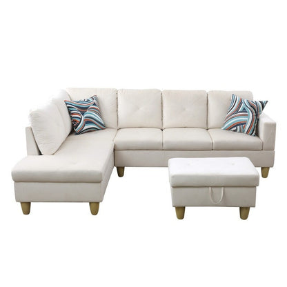 Ensemble de canapés de salon 3 pièces en flanelle blanche 66,5