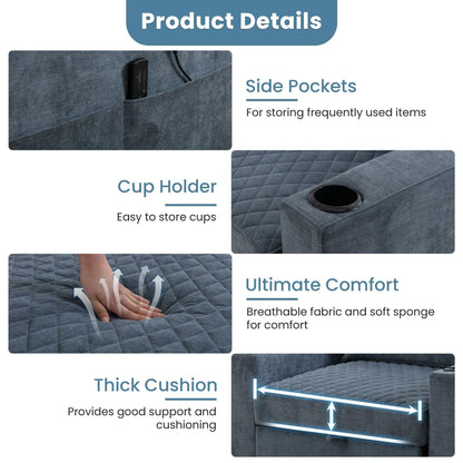 Canapé-lit 2 places en métal 66,93 $, avec coussin chauffant et massant, rangement dissimulé et porte-gobelets