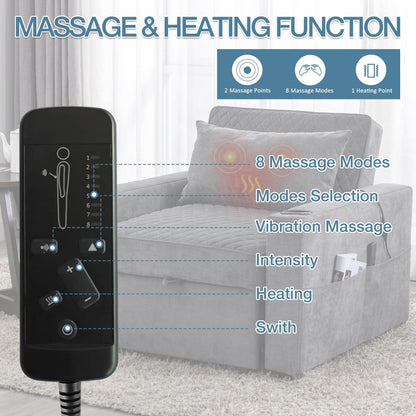 Canapé-lit 2 places en métal 66,93 $, avec coussin chauffant et massant, rangement dissimulé et porte-gobelets