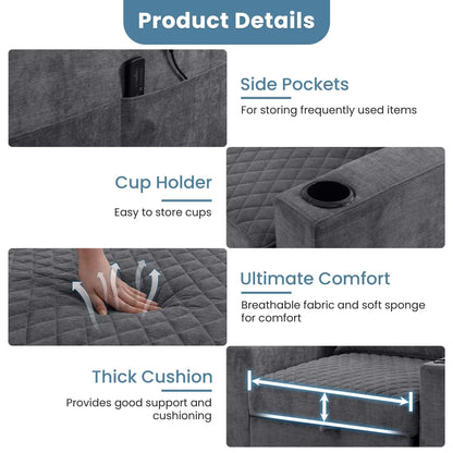 Canapé-lit 2 places en métal 66,93 $, avec coussin chauffant et massant, rangement dissimulé et porte-gobelets