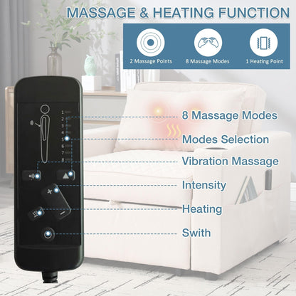 Canapé-lit 2 places en métal 66,93 $, avec coussin chauffant et massant, rangement dissimulé et porte-gobelets