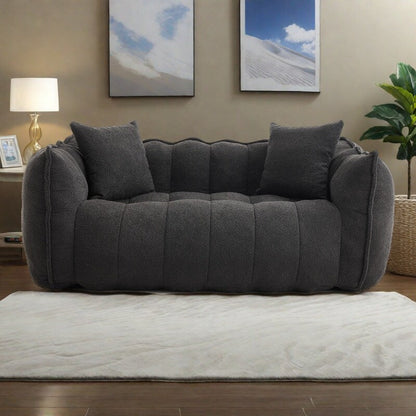 Pouf carré en chenille de 66 pouces avec noyau en mousse haute résilience, accoudoirs et poignée