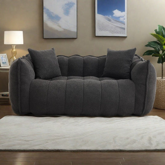 Pouf carré en chenille de 66 pouces avec noyau en mousse haute résilience, accoudoirs et poignée