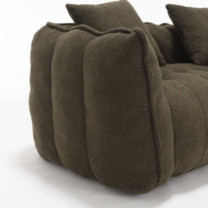 Pouf carré en chenille de 66 pouces avec noyau en mousse haute résilience, accoudoirs et poignée