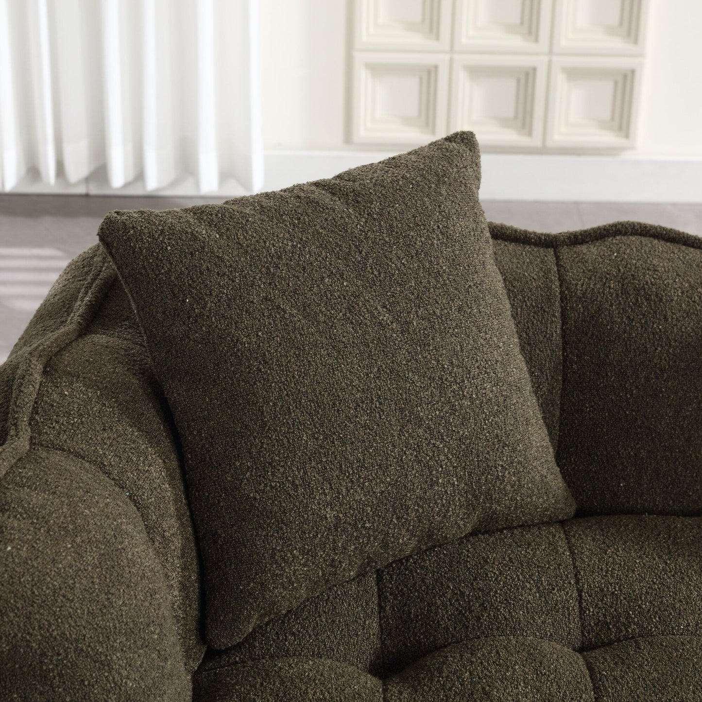 Pouf carré en chenille de 66 pouces avec noyau en mousse haute résilience, accoudoirs et poignée