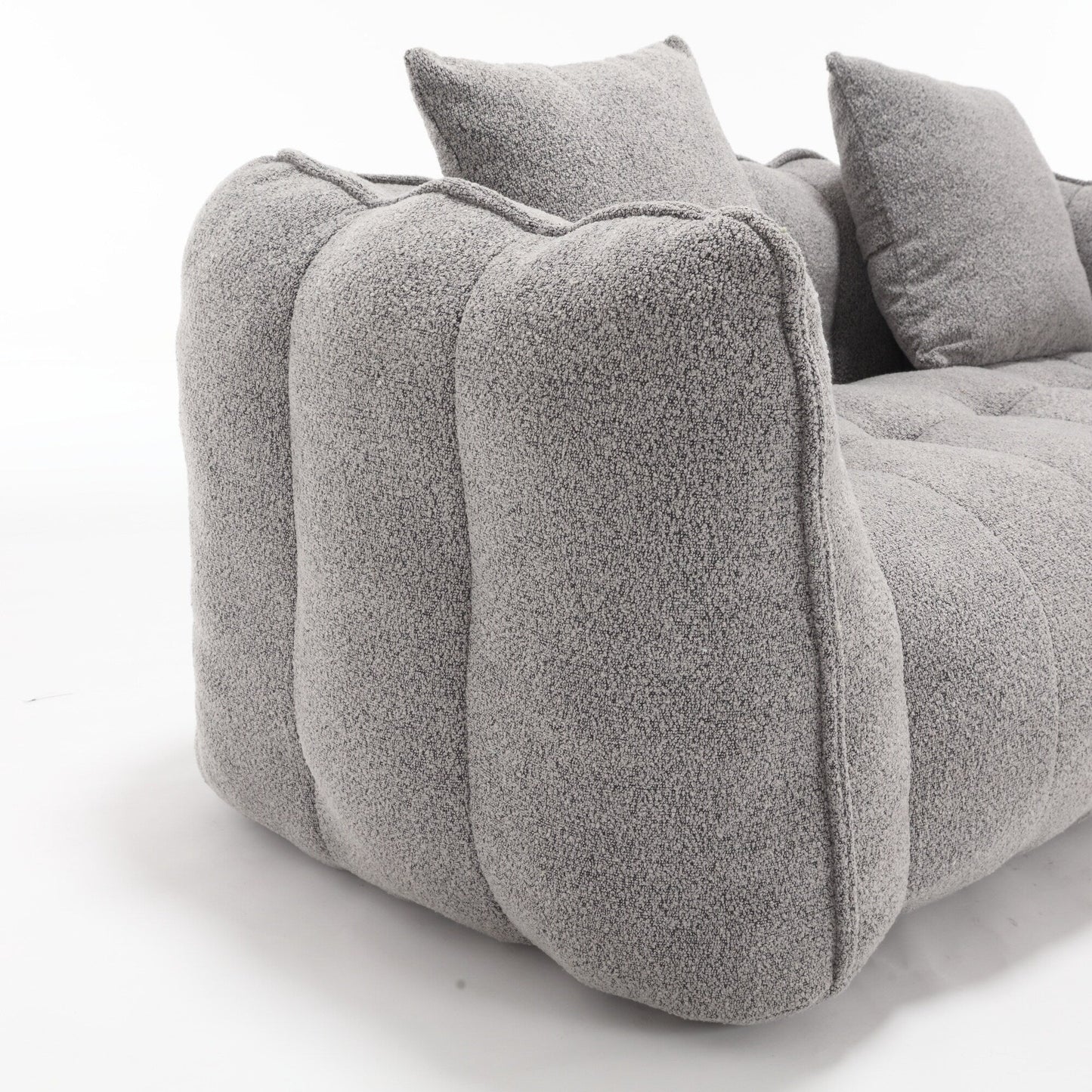 Pouf carré en chenille de 66 pouces avec noyau en mousse haute résilience, accoudoirs et poignée