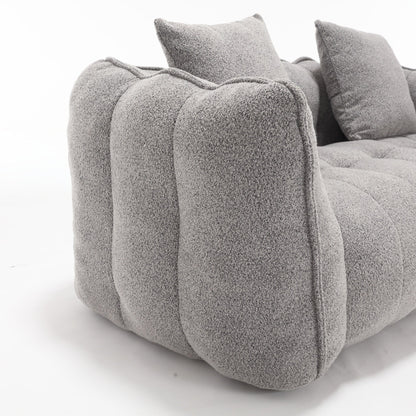 Pouf carré en chenille de 66 pouces avec noyau en mousse haute résilience, accoudoirs et poignée