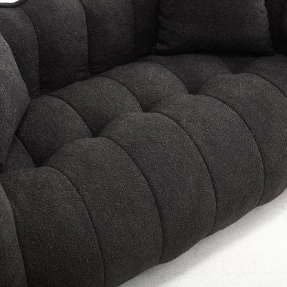 Pouf carré en chenille de 66 pouces avec noyau en mousse haute résilience, accoudoirs et poignée