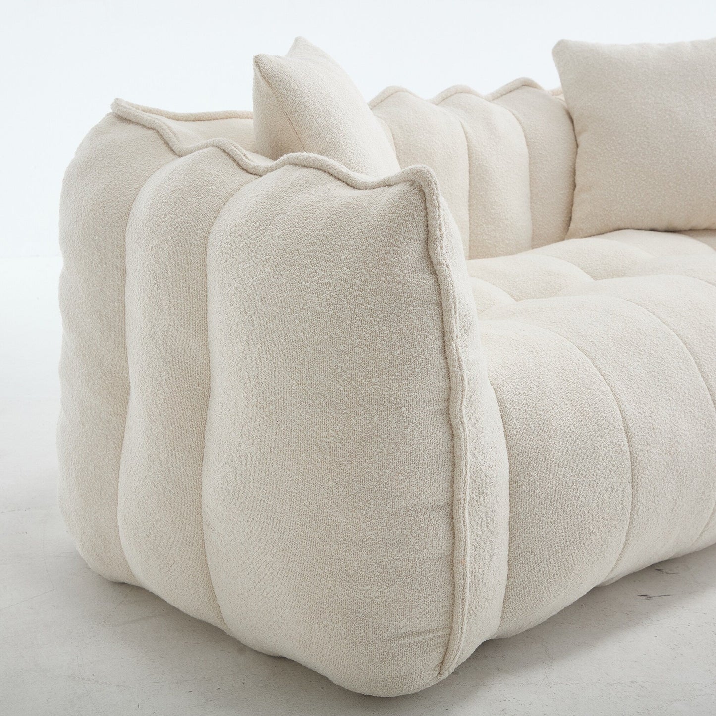 Pouf carré en chenille de 66 pouces avec noyau en mousse haute résilience, accoudoirs et poignée