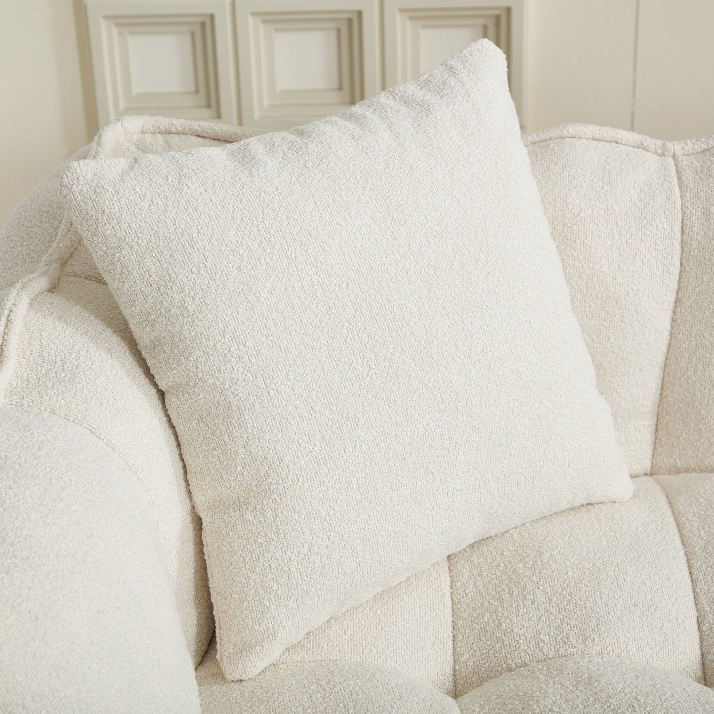 Pouf carré en chenille de 66 pouces avec noyau en mousse haute résilience, accoudoirs et poignée