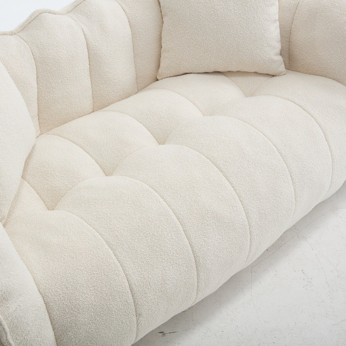 Pouf carré en chenille de 66 pouces avec noyau en mousse haute résilience, accoudoirs et poignée