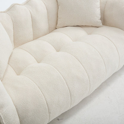 Pouf carré en chenille de 66 pouces avec noyau en mousse haute résilience, accoudoirs et poignée