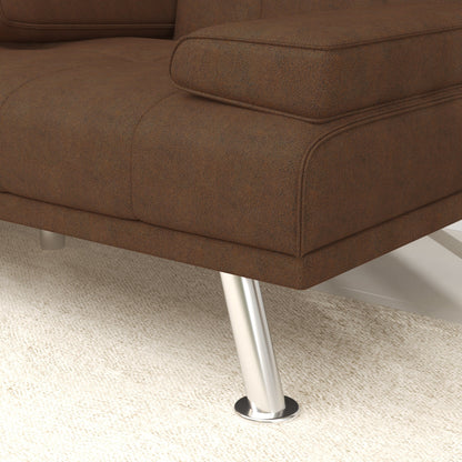 Canapé-lit pliant 66 places avec pieds en métal argenté et porte-gobelet pour salon