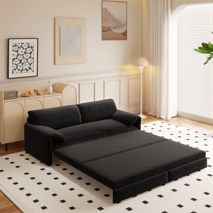 Canapé-lit gigogne Queen 66 pouces, canapé-lit convertible 3 en 1 avec rangement latéral, causeuse-lit multifonction en velours