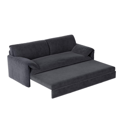 Canapé-lit gigogne Queen 66 pouces, canapé-lit convertible 3 en 1 avec rangement latéral, causeuse-lit multifonction en velours