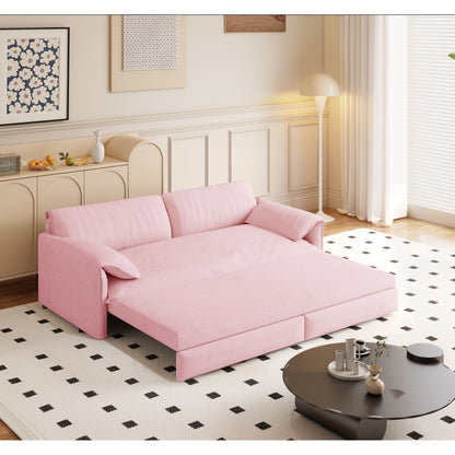 Canapé-lit gigogne Queen 66 pouces, canapé-lit convertible 3 en 1 avec rangement latéral, causeuse-lit multifonction en velours