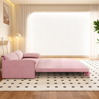 Canapé-lit gigogne Queen 66 pouces, canapé-lit convertible 3 en 1 avec rangement latéral, causeuse-lit multifonction en velours